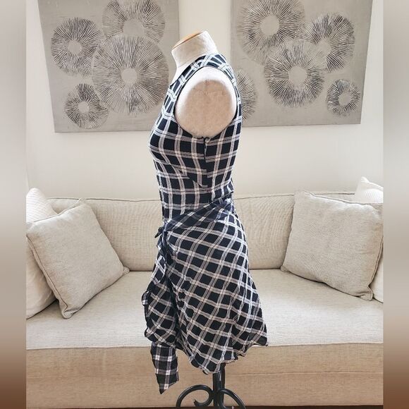 ✨ RAG & BONE ✨ Brighton Plaid Tank Wrap Skirt Dress - [XS, Black & White] - Picture 8 of 16